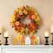 Glitzhome® 24" Fall Dahlia, Pumpkin, Leaf & Berry Wreath